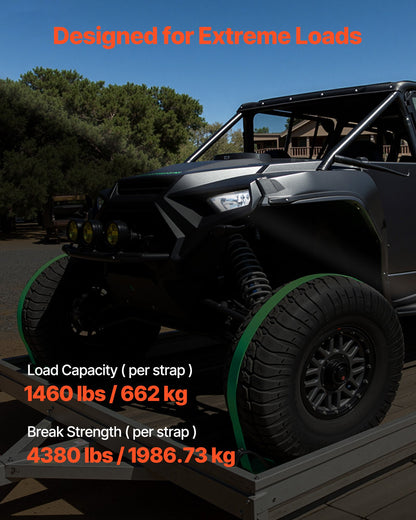 VEVOR Wheel Chock Tie-Down Kit, Chock-Style Trailer Tie Down Strap, Car Tie Down Kit with Buckle, Break Strength 4380 lbs & Working Load 1460 lbs Motorcycle Tie-Down System E-Hooks for ATVs, UTVs - CLJGTJ2LDXKKJLXJW001V0 - view 4