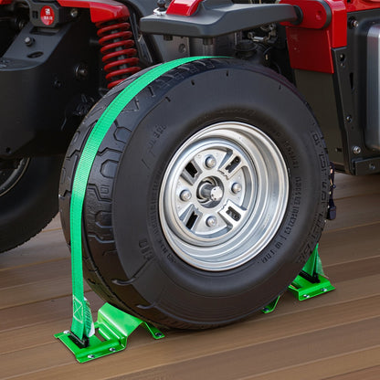 VEVOR Wheel Chock Tie-Down Kit, Chock-Style Trailer Tie Down Strap, Car Tie Down Kit with Buckle, Break Strength 4380 lbs & Working Load 1460 lbs Motorcycle Tie-Down System E-Hooks for ATVs, UTVs - CLJGTJ2LDXKKJLXJW001V0 - view 9