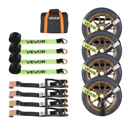 VEVOR Wheel Chock Tie-Down Kit, Tire-Style Trailer Tie Down Strap, Car Tie Down Kit with Flat Hook, Break Strength 10009 lbs & Working Load 3333 lbs Motorcycle Tie-Down System for ATVs, SUVs, Trailers - CLJGTJ2LTXBPIGNRS001V0 - view 2