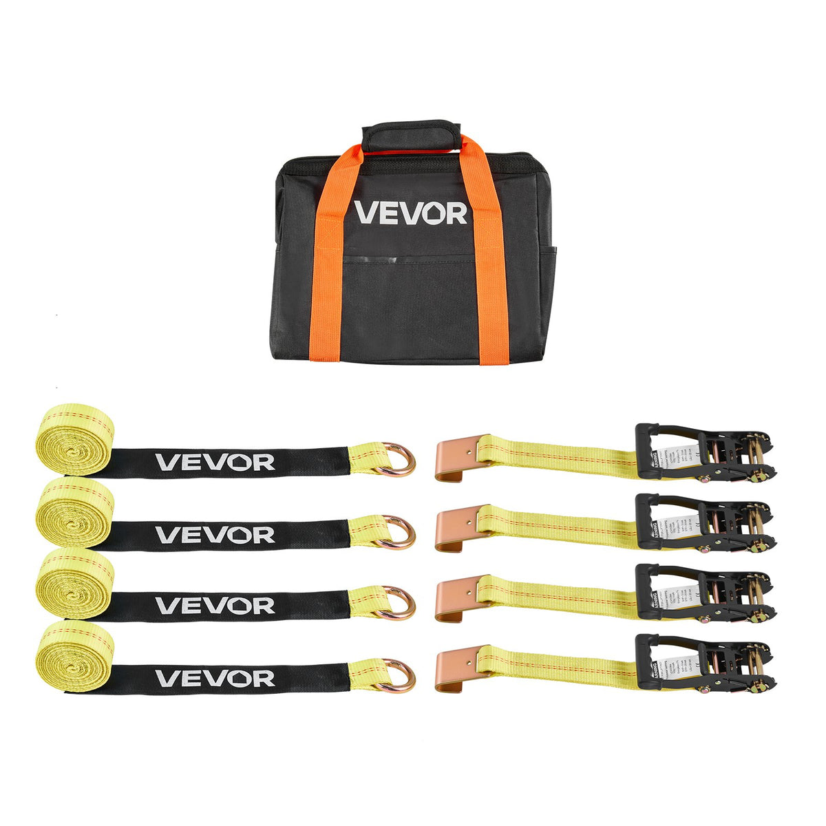 VEVOR Wheel Chock Tie-Down Kit, Tire-Style Motorcycle Tie-Down System, Car Tie Down Kit with Flat Hook, Break Strength 10009 lbs & Working Load 3333 lbs Trailer Tie Down Strap for ATVs, SUVs, Trailers - CLJGTJ2LTXBPN6TE9001V0 - view 1