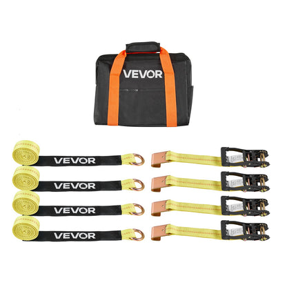 VEVOR Wheel Chock Tie-Down Kit, Tire-Style Motorcycle Tie-Down System, Car Tie Down Kit with Flat Hook, Break Strength 10009 lbs & Working Load 3333 lbs Trailer Tie Down Strap for ATVs, SUVs, Trailers - CLJGTJ2LTXBPN6TE9001V0 - view 1