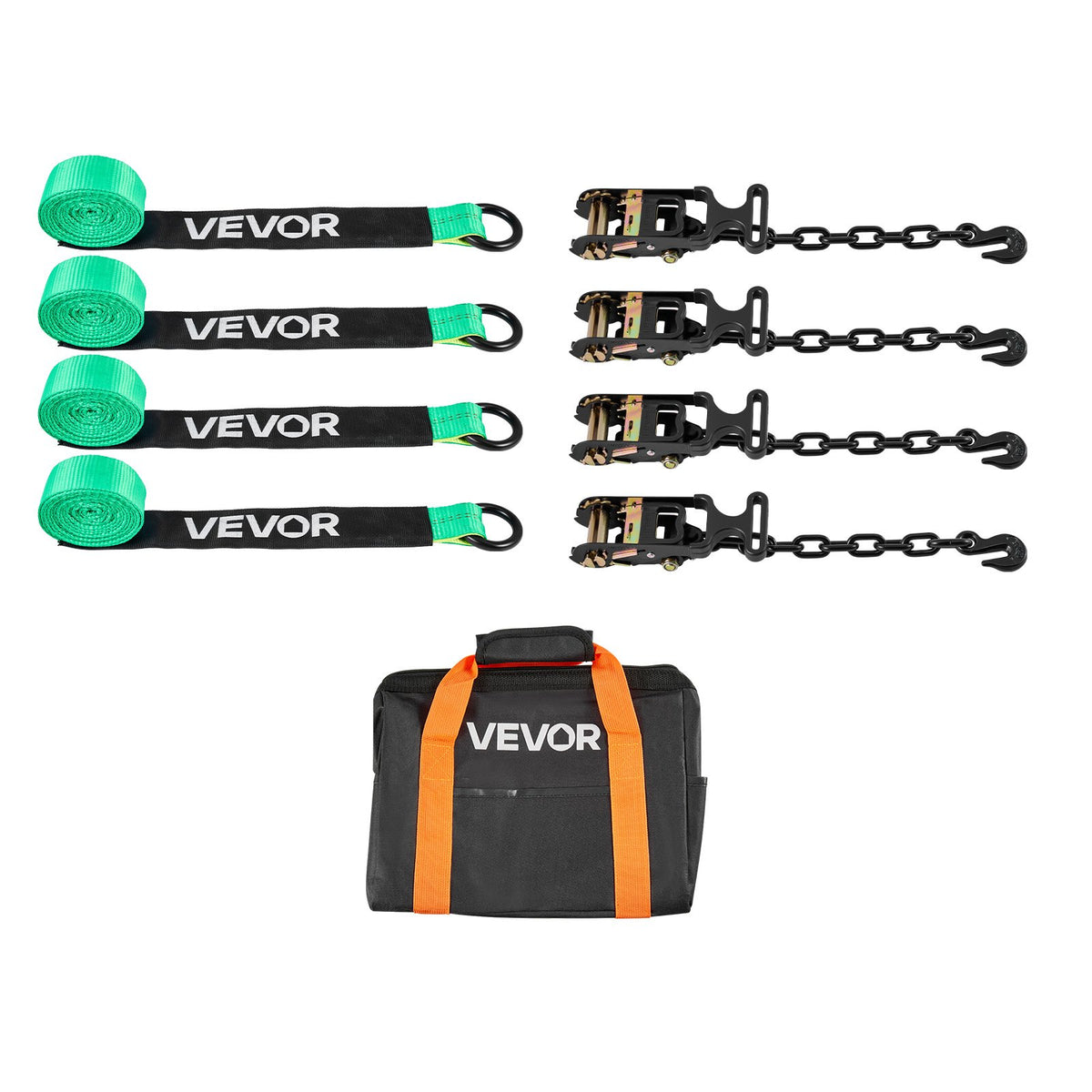 VEVOR Wheel Chock Tie-Down Kit, Tire-Style Tow Dolly Strap, Car Tie Down Kit with Heavy-Duty Hook, Break Strength 10009 lbs & Working Load 3333 lbs Motorcycle Tie-Down System with O-Ring for ATV, SUV - CLJGTJ2LTXZX66N3Q001V0 - view 1