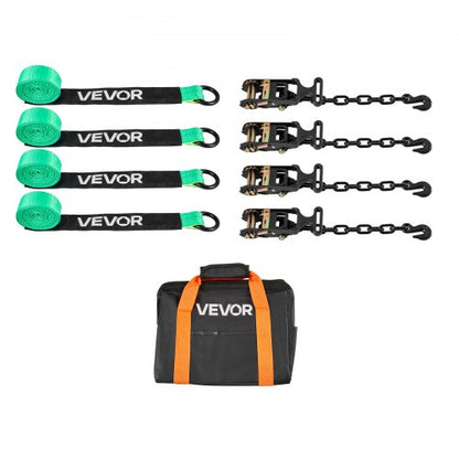 VEVOR Wheel Chock Tie-Down Kit, Tire-Style Tow Dolly Strap, Car Tie Down Kit with Heavy-Duty Hook, Break Strength 10009 lbs & Working Load 3333 lbs Motorcycle Tie-Down System with O-Ring for ATV, SUV - CLJGTJ2LTXZX66N3Q001V0 - view 2