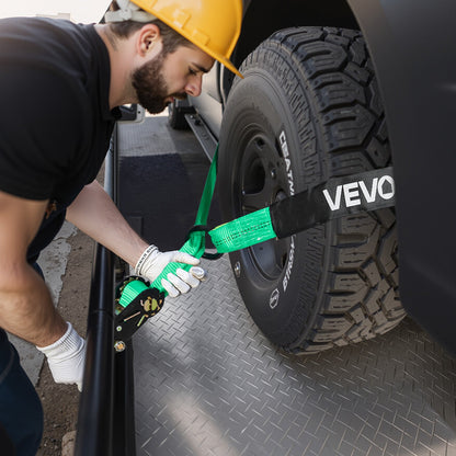 VEVOR Wheel Chock Tie-Down Kit, Tire-Style Tow Dolly Strap, Car Tie Down Kit with Heavy-Duty Hook, Break Strength 10009 lbs & Working Load 3333 lbs Motorcycle Tie-Down System with O-Ring for ATV, SUV - CLJGTJ2LTXZX66N3Q001V0 - view 9