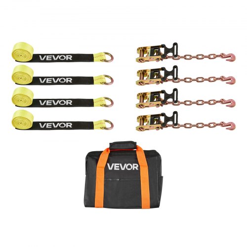 VEVOR Wheel Chock Tie-Down Kit, Tire-Style Tow Dolly Strap, Car Tie Down Kit with Heavy-Duty Hook, Break Strength 10009 lbs & Working Load 3333 lbs Motorcycle Tie-Down System for ATV, SUV, Snowmobiles - CLJGTJ2LTXZXN7NFW001V0 - view 2