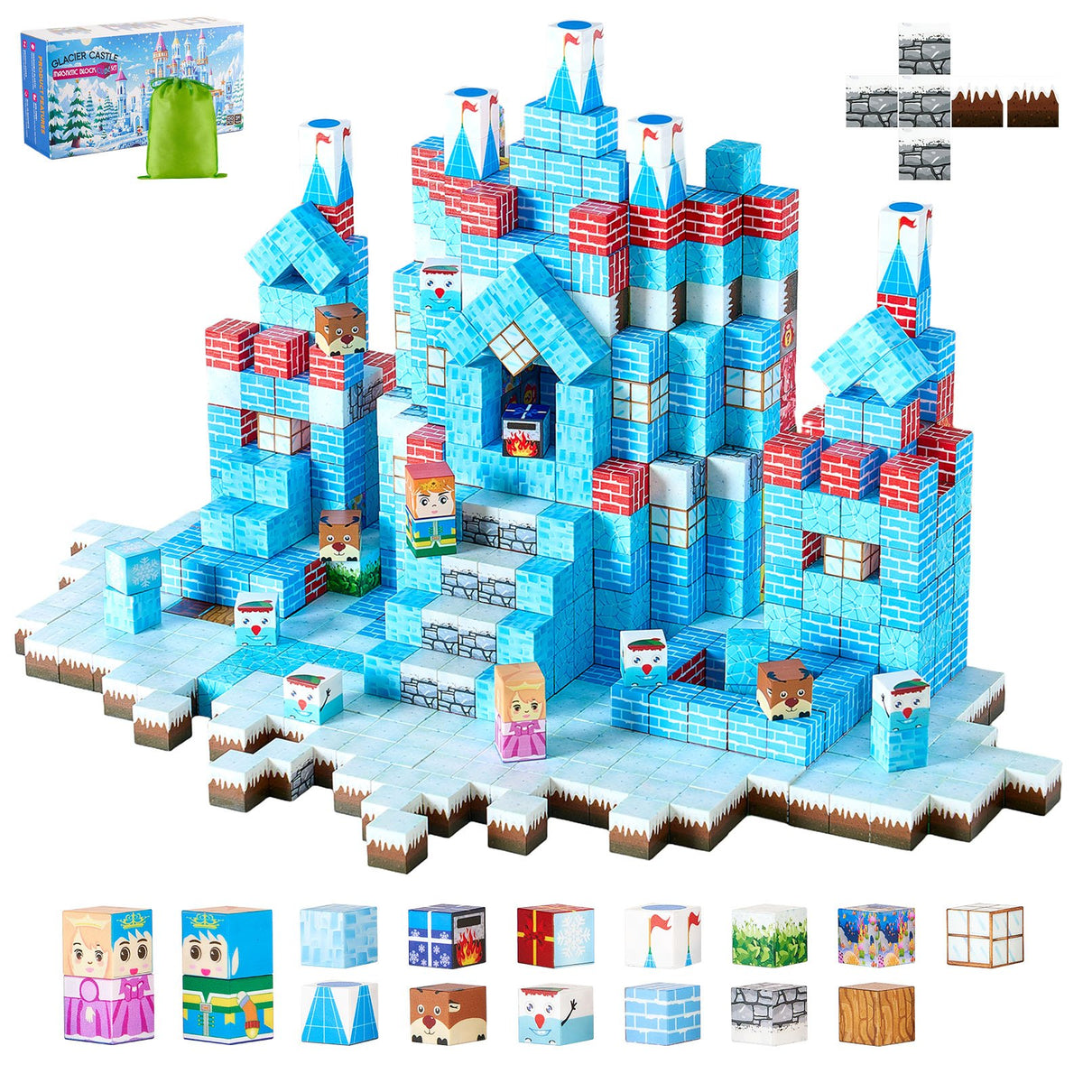 VEVOR Magnetic Blocks, 150 PCS Glacier Castle Set, Magnetic Building Cubes for Kids, STEM Montessori Sensory Toys for Christmas Birthday Gift, Construction Stacking Toy for 3+ Years Old Boys & Girls - CLKGNBBCCB10KYF3L001V0 - view 1