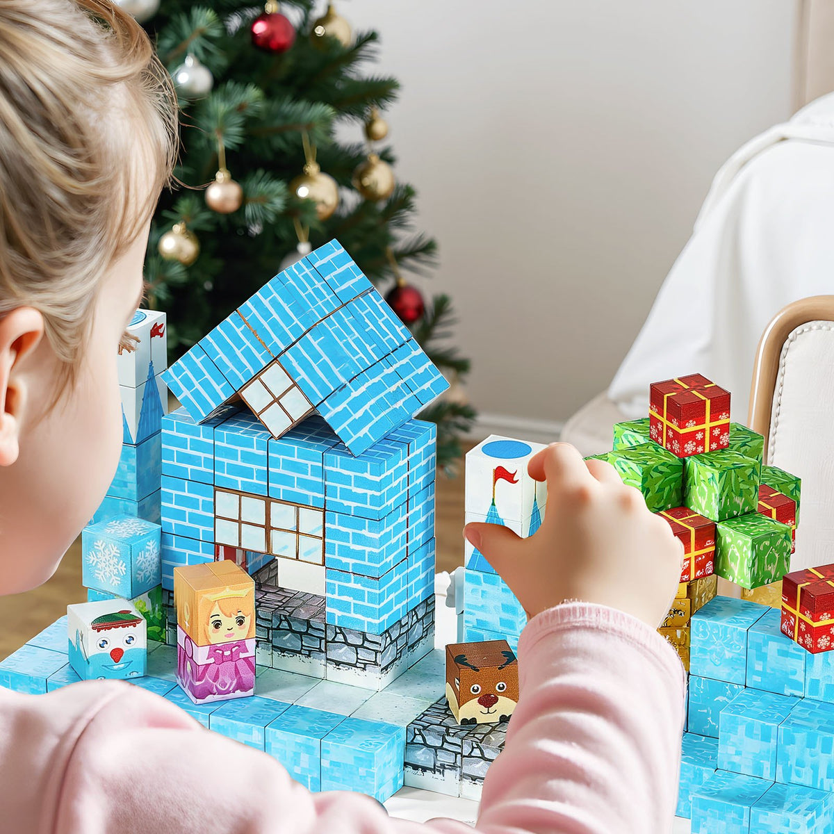 VEVOR Magnetic Blocks, 150 PCS Glacier Castle Set, Magnetic Building Cubes for Kids, STEM Montessori Sensory Toys for Christmas Birthday Gift, Construction Stacking Toy for 3+ Years Old Boys & Girls - CLKGNBBCCB10KYF3L001V0 - view 9