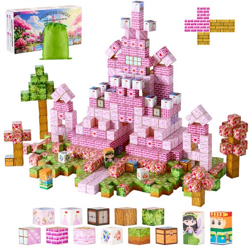 VEVOR Magnetic Blocks, 100 PCS Princess Castle Set, Magnetic Building Cubes for Kids, STEM Montessori Sensory Toys for Christmas Birthday Gift, Construction Stacking Toy for 3+ Years Old Boys & Girls - CLKGNBGZCB10F2AVW001V0 - view 2