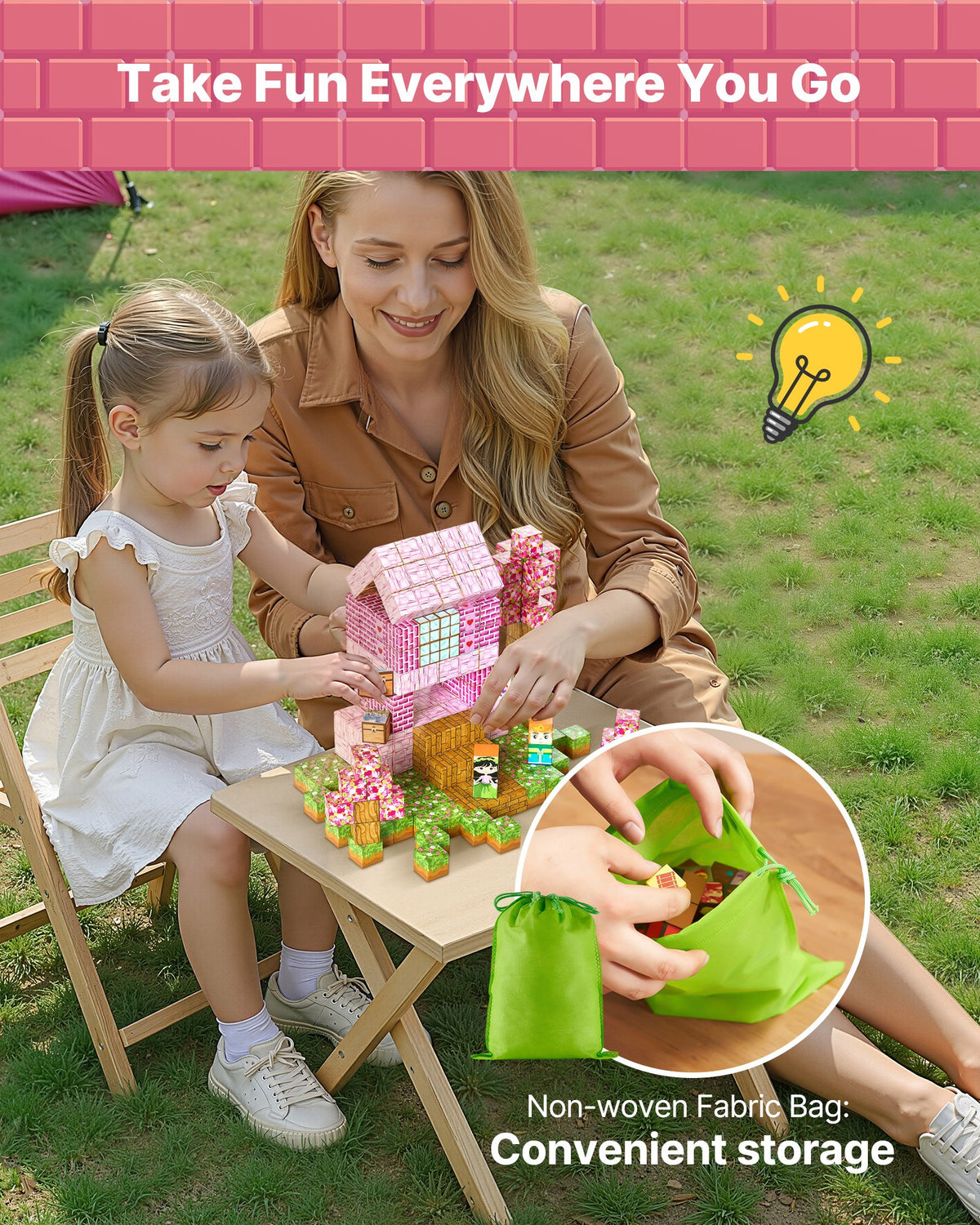 VEVOR Magnetic Blocks, 100 PCS Princess Castle Set, Magnetic Building Cubes for Kids, STEM Montessori Sensory Toys for Christmas Birthday Gift, Construction Stacking Toy for 3+ Years Old Boys & Girls - CLKGNBGZCB10F2AVW001V0 - view 7