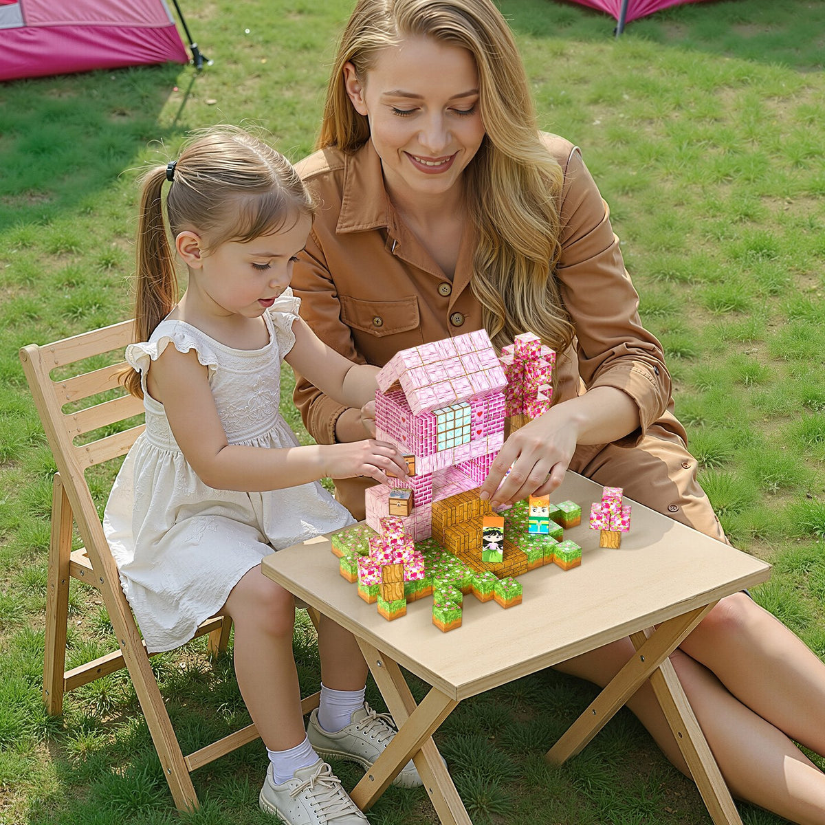 VEVOR Magnetic Blocks, 100 PCS Princess Castle Set, Magnetic Building Cubes for Kids, STEM Montessori Sensory Toys for Christmas Birthday Gift, Construction Stacking Toy for 3+ Years Old Boys & Girls - CLKGNBGZCB10F2AVW001V0 - view 9