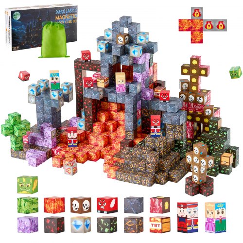 VEVOR Magnetic Blocks, 100 PCS Dark Castle Set, Magnetic Building Cubes for Kids, STEM Montessori Sensory Toys for Christmas Birthday Gift, Construction Stacking Toy for 3+ Years Old Boys & Girls - CLKGNBHACB106ISE6001V0 - view 2