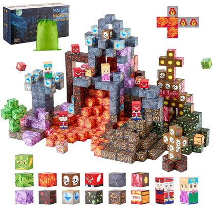VEVOR Magnetic Blocks, 150 PCS Dark Castle Set, Magnetic Building Cubes for Kids, STEM Montessori Sensory Toys for Christmas Birthday Gift, Construction Stacking Toy for 3+ Years Old Boys & Girls - CLKGNBHACB15LP1JZ001V0 - view 1