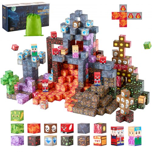 VEVOR Magnetic Blocks, 150 PCS Dark Castle Set, Magnetic Building Cubes for Kids, STEM Montessori Sensory Toys for Christmas Birthday Gift, Construction Stacking Toy for 3+ Years Old Boys & Girls - CLKGNBHACB15LP1JZ001V0 - view 2