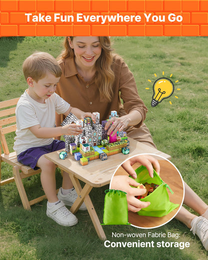 VEVOR Magnetic Blocks, 100 PCS Cemetery Zombies Set, Magnetic Building Cubes for Kids, STEM Montessori Sensory Toys for Christmas Birthday Gift, Construction Stacking Toy for 3+ Years Old Boys & Girls - CLKGNBMDJS10BURVH001V0 - view 7