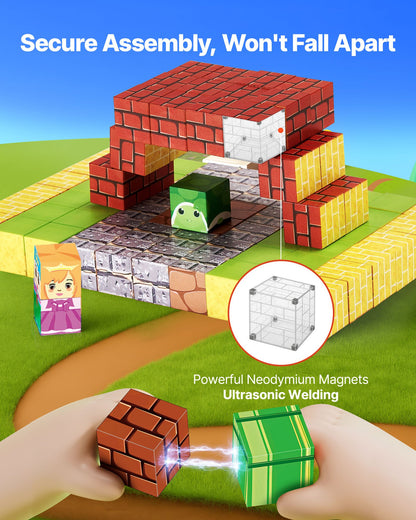 VEVOR Magnetic Blocks, 100 PCS Magnet Blocks Set, Magnetic Building Cubes for Kids, STEM Montessori Sensory Toys for Christmas Birthday Gift, Construction Stacking Toy for 3+ Years Old Boys & Girls - CLKGNBMLACJ1X74U6001V0 - view 4