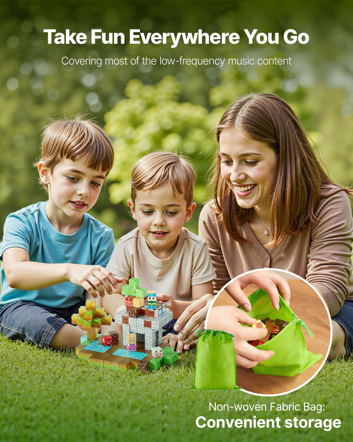 VEVOR Magnetic Blocks, 150 PCS Forest Castle Set, Magnetic Building Cubes for Kids, STEM Montessori Sensory Toys for Christmas Birthday Gift, Construction Stacking Toy for 3+ Years Old Boys & Girls - CLKGNBSLCB15HUVOP001V0 - view 7