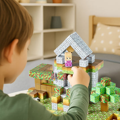 VEVOR Magnetic Blocks, 150 PCS Forest Castle Set, Magnetic Building Cubes for Kids, STEM Montessori Sensory Toys for Christmas Birthday Gift, Construction Stacking Toy for 3+ Years Old Boys & Girls - CLKGNBSLCB15HUVOP001V0 - view 9
