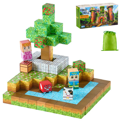 VEVOR Magnetic Blocks, 150 PCS Forest Castle Set, Magnetic Building Cubes for Kids, STEM Montessori Sensory Toys for Christmas Birthday Gift, Construction Stacking Toy for 3+ Years Old Boys & Girls - CLKGNBSLCB15HUVOP001V0 - view 10