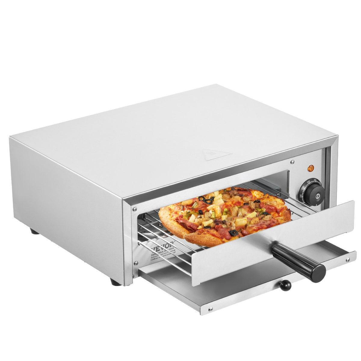 VEVOR Countertop Electric Pizza Oven, 12-inch, 1500W, 32-572 °F Temp Range, Stainless Steel Construction and Easy-to-Clean Crumb Tray, Suitable for Both Commercial and Home Use - CLMDRPSLDCDXV2U7ZV1 - view 1