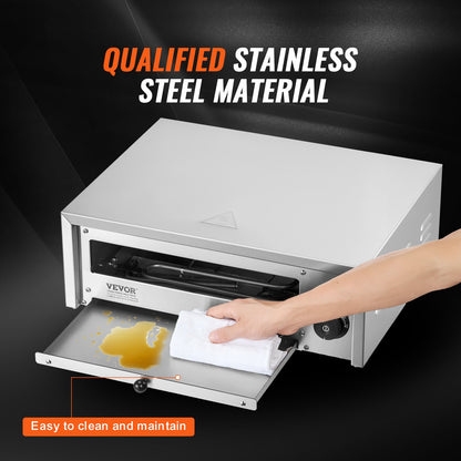 VEVOR Countertop Electric Pizza Oven, 12-inch, 1500W, 32-572 °F Temp Range, Stainless Steel Construction and Easy-to-Clean Crumb Tray, Suitable for Both Commercial and Home Use - CLMDRPSLDCDXV2U7ZV1 - view 6