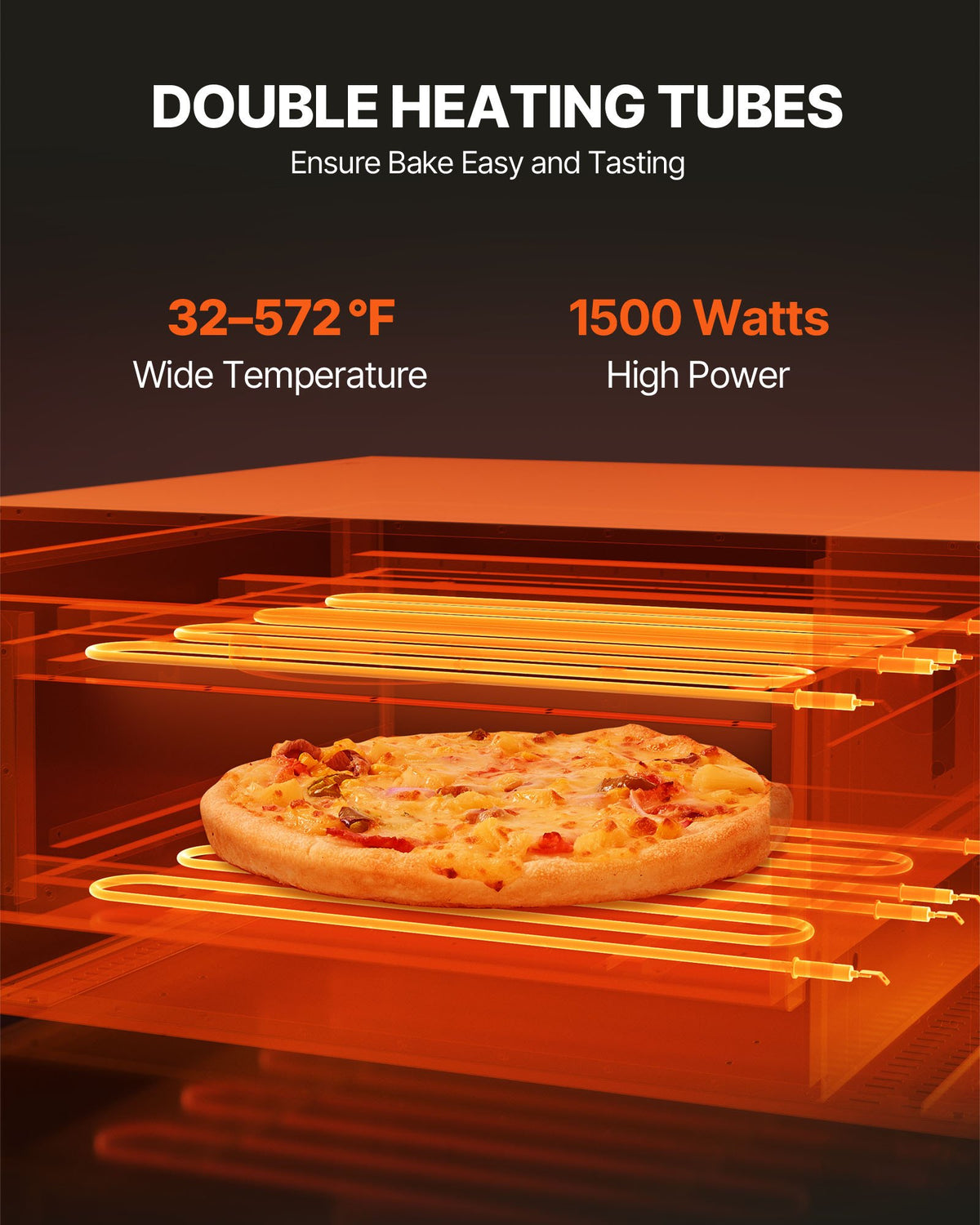 VEVOR Electric Pizza Oven for Countertops, 12-inch, 1500W, with Temp Control & 0-60 Min Timer, Even Baking Technology & Easy Clean Crumb Tray, Ideal for Both Commercial & Home Kitchens - CLMDRPSLDCSXBI3U5V1 - view 4