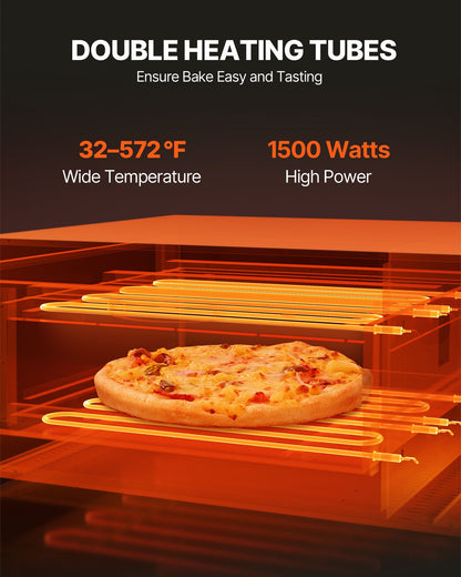 VEVOR Electric Pizza Oven for Countertops, 12-inch, 1500W, with Temp Control & 0-60 Min Timer, Even Baking Technology & Easy Clean Crumb Tray, Ideal for Both Commercial & Home Kitchens - CLMDRPSLDCSXBI3U5V1 - view 4