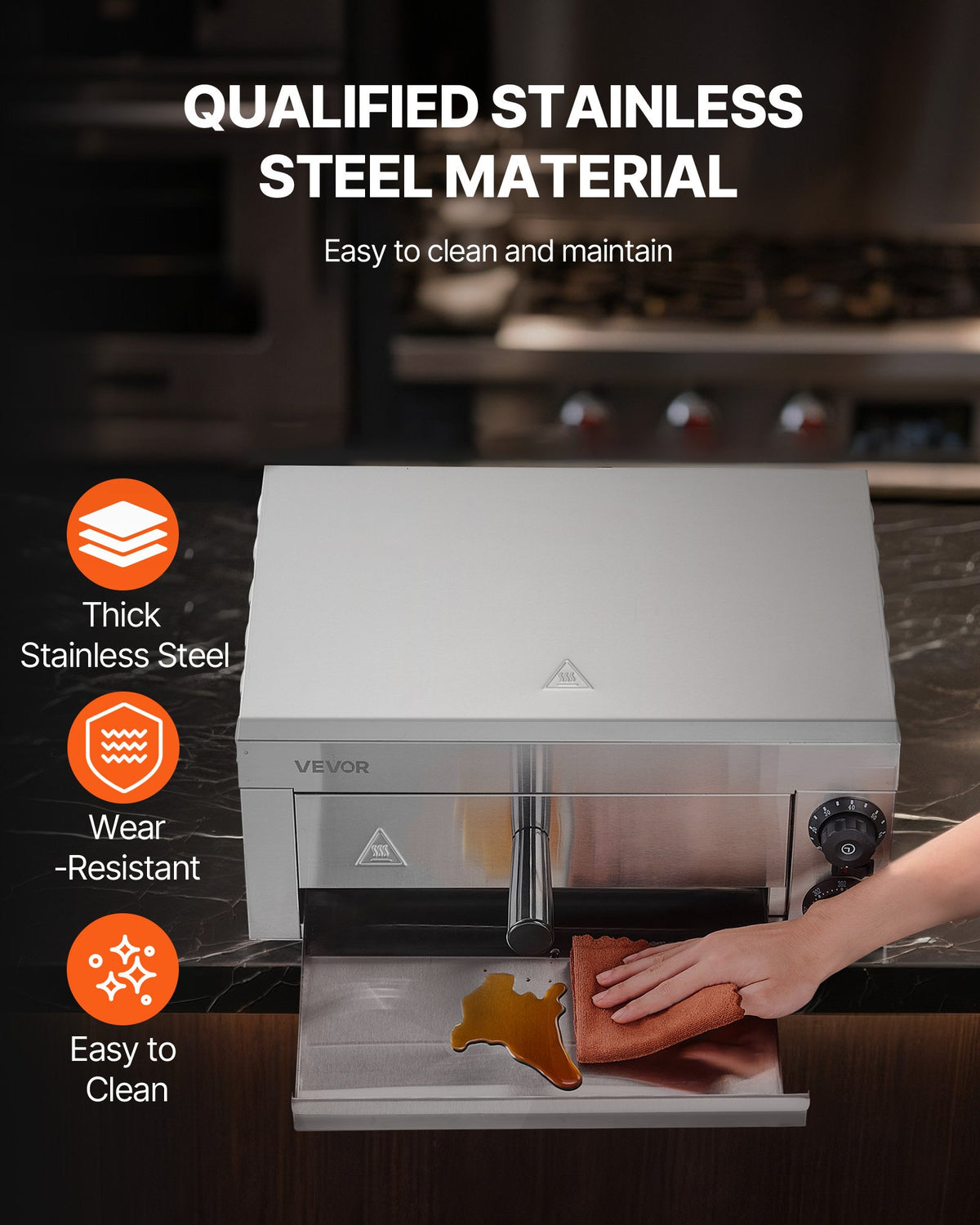 VEVOR Electric Pizza Oven for Countertops, 12-inch, 1500W, with Temp Control & 0-60 Min Timer, Even Baking Technology & Easy Clean Crumb Tray, Ideal for Both Commercial & Home Kitchens - CLMDRPSLDCSXBI3U5V1 - view 6