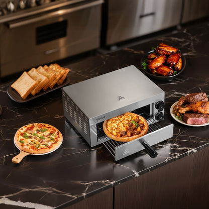 VEVOR Electric Pizza Oven for Countertops, 12-inch, 1500W, with Temp Control & 0-60 Min Timer, Even Baking Technology & Easy Clean Crumb Tray, Ideal for Both Commercial & Home Kitchens - CLMDRPSLDCSXBI3U5V1 - view 9