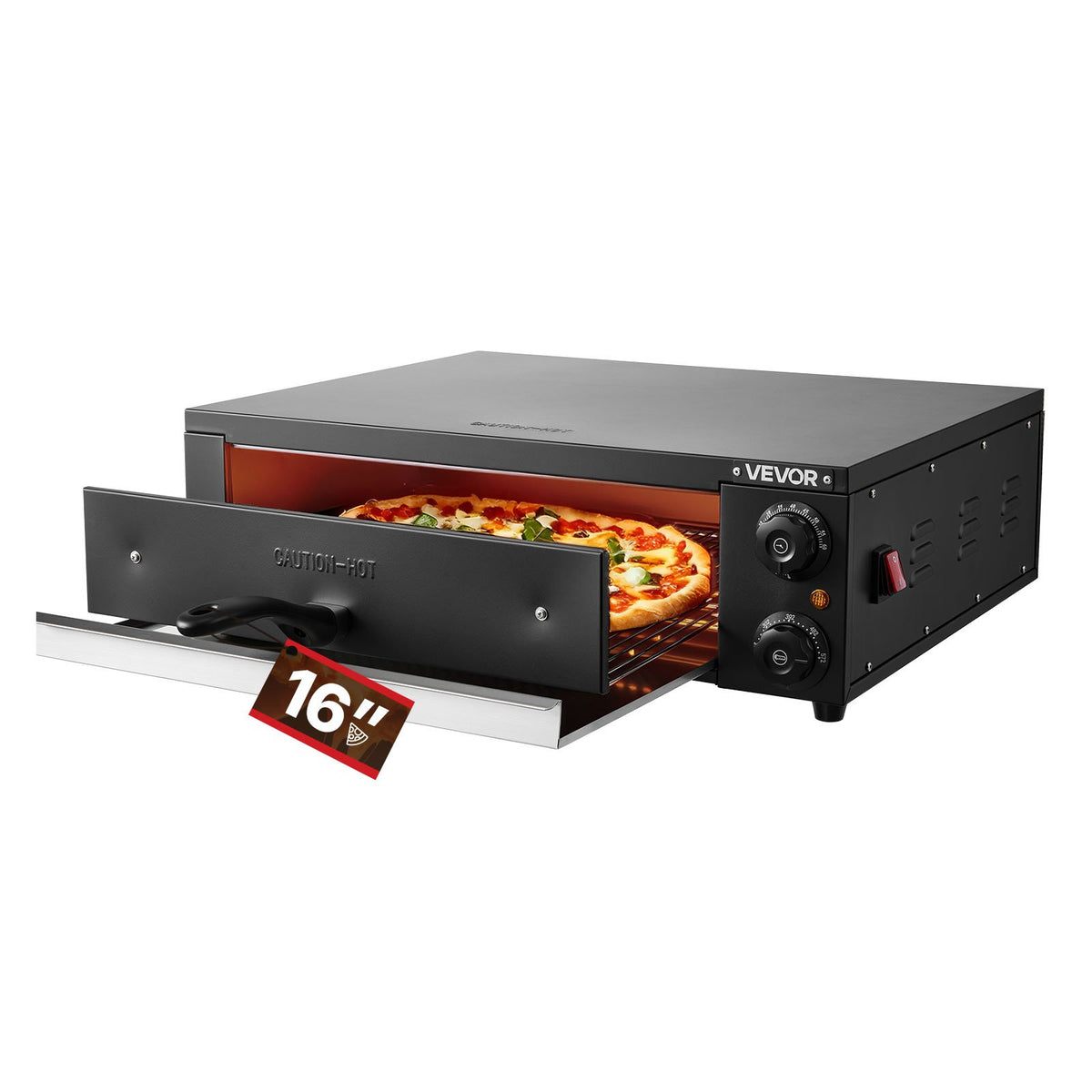 VEVOR Electric Pizza Oven, 16 in Countertop Pizza Oven, 77 to 572°F Temp Range, 1750W Indoor Pizzas Maker w/Timing & Temp Control, Pizzas Cooker w/Dual Heat Tube, Grill Rack, for Kitchen & Commercial - CLMDRPSLDCSXEKCGR001V1 - view 1
