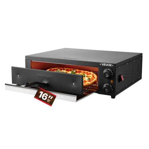 VEVOR Electric Pizza Oven, 16 in Countertop Pizza Oven, 77 to 572°F Temp Range, 1750W Indoor Pizzas Maker w/Timing & Temp Control, Pizzas Cooker w/Dual Heat Tube, Grill Rack, for Kitchen & Commercial - CLMDRPSLDCSXEKCGR001V1 - view 2