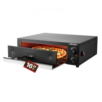 VEVOR Electric Pizza Oven, 16 in Countertop Pizza Oven, 77 to 572°F Temp Range, 1750W Indoor Pizzas Maker w/Timing & Temp Control, Pizzas Cooker w/Dual Heat Tube, Grill Rack, for Kitchen & Commercial - CLMDRPSLDCSXEKCGR001V1 - view 2