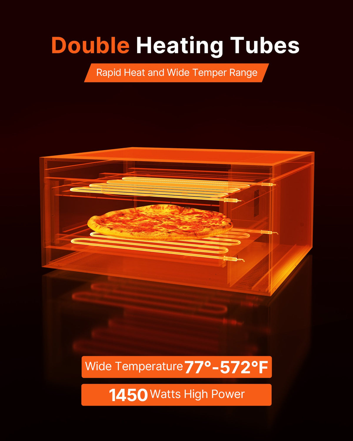 VEVOR Electric Pizza Oven, 12-inch Countertops Pizza Ovens, 572°F Max Temp, 1450W Indoor Pizzas Maker w/Timing & Temp Control, Pizza Cooker w/Dual Heat Tube, Crumb Tray, for Diner and Home Kitchen - CLMDRPSLDCSXPIGL5001V1 - view 4