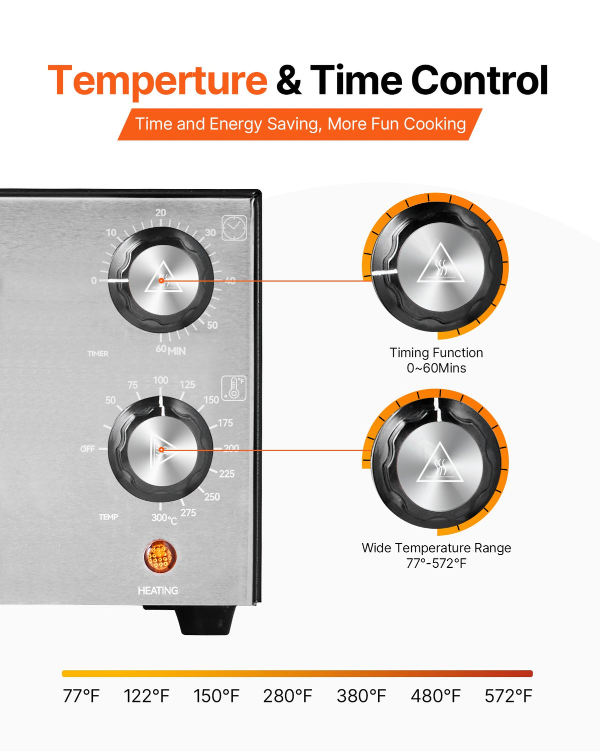 VEVOR Electric Pizza Oven, 12-inch Countertops Pizza Ovens, 572°F Max Temp, 1450W Indoor Pizzas Maker w/Timing & Temp Control, Pizza Cooker w/Dual Heat Tube, Crumb Tray, for Diner and Home Kitchen - CLMDRPSLDCSXPIGL5001V1 - view 5
