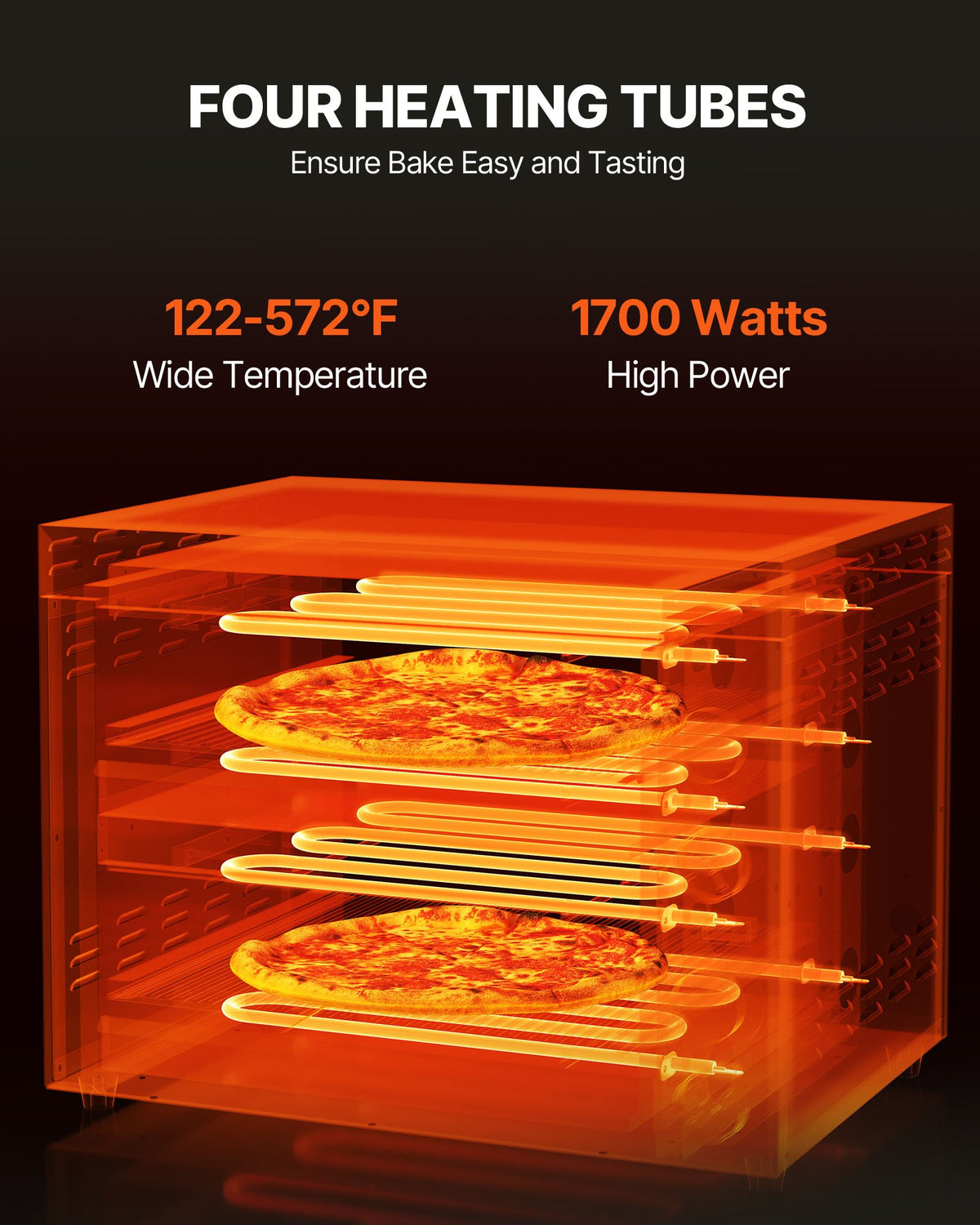 VEVOR Electric Pizza Oven for Countertops, 12-inch, 1700W, with Temp Control & 0-60 Min Timer, Even Baking Technology & Easy Clean Crumb Tray, Ideal for Both Commercial & Home Kitchens - CLMDRPSLSCSXXHD6UV1 - view 4
