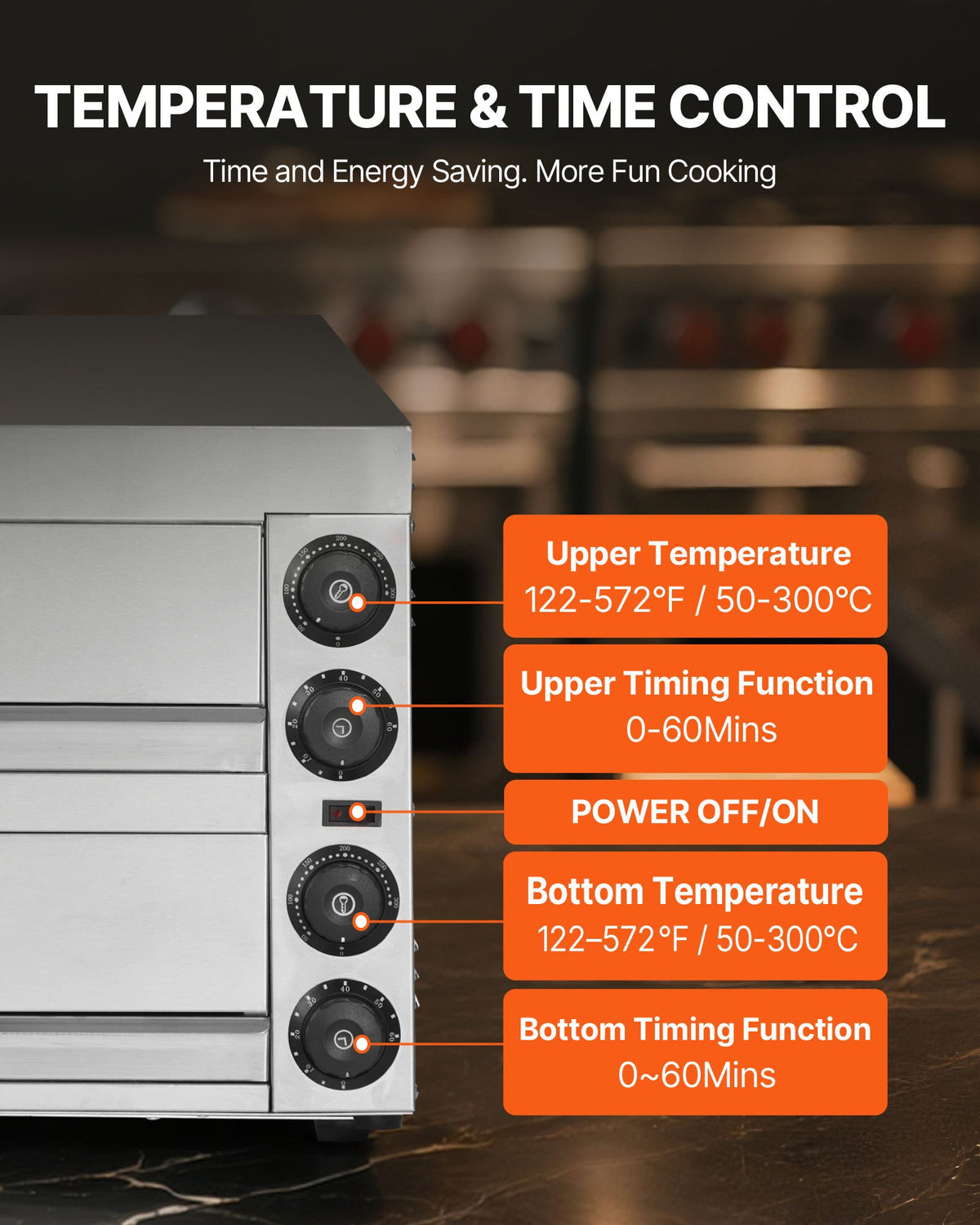 VEVOR Electric Pizza Oven for Countertops, 12-inch, 1700W, with Temp Control & 0-60 Min Timer, Even Baking Technology & Easy Clean Crumb Tray, Ideal for Both Commercial & Home Kitchens - CLMDRPSLSCSXXHD6UV1 - view 5
