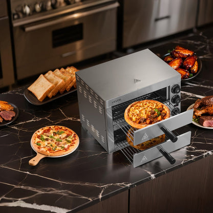 VEVOR Electric Pizza Oven for Countertops, 12-inch, 1700W, with Temp Control & 0-60 Min Timer, Even Baking Technology & Easy Clean Crumb Tray, Ideal for Both Commercial & Home Kitchens - CLMDRPSLSCSXXHD6UV1 - view 9