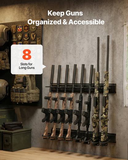 VEVOR Indoor Gun Rack, Heavy Duty Steel, Wall Mount Rifle and Shotgun Rack, 8 Slots for Long Guns, Gun Display Rifle Storage Holder with Screws, for Home Garage Office Retail Shop Hunting Cabin Wall - CLQJJS8QW0007B6X8001V0 - view 3