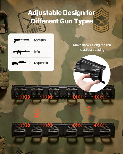 VEVOR Indoor Gun Rack, Heavy Duty Steel, Wall Mount Rifle and Shotgun Rack, 8 Slots for Long Guns, Gun Display Rifle Storage Holder with Screws, for Home Garage Office Retail Shop Hunting Cabin Wall - CLQJJS8QW0007B6X8001V0 - view 4