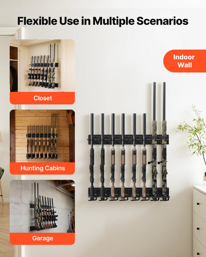 VEVOR Indoor Gun Rack, Heavy Duty Steel, Wall Mount Rifle and Shotgun Rack, 8 Slots for Long Guns, Gun Display Rifle Storage Holder with Screws, for Home Garage Office Retail Shop Hunting Cabin Wall - CLQJJS8QW0007B6X8001V0 - view 7