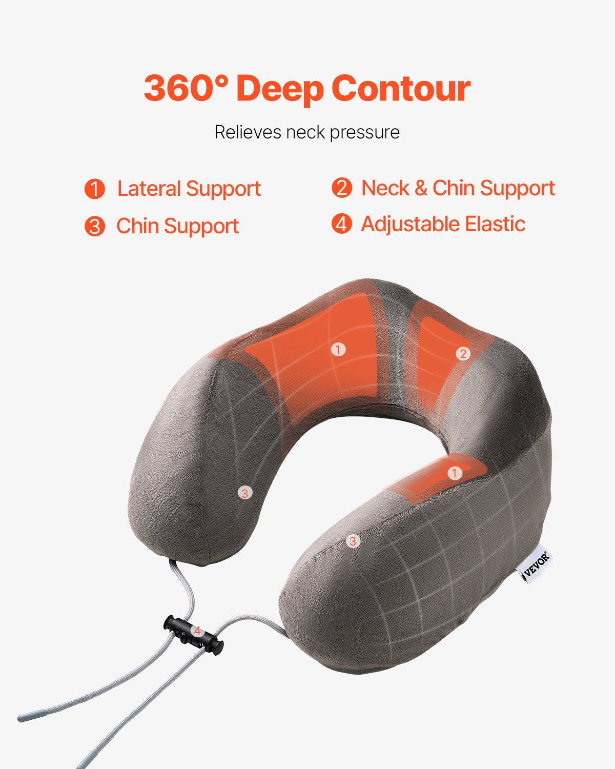 VEVOR Travel Pillow, Neck Pillow for Traveling, Upgraded Bamboo Charcoal Memory Foam Travel Neck Pillow with Eye Mask, Earplugs and Storage Bag, Suitable for Plane Car Home Recliner Use(Dark Gray) - CLTCSLXZJYHM8VYJ8V0 - view 3
