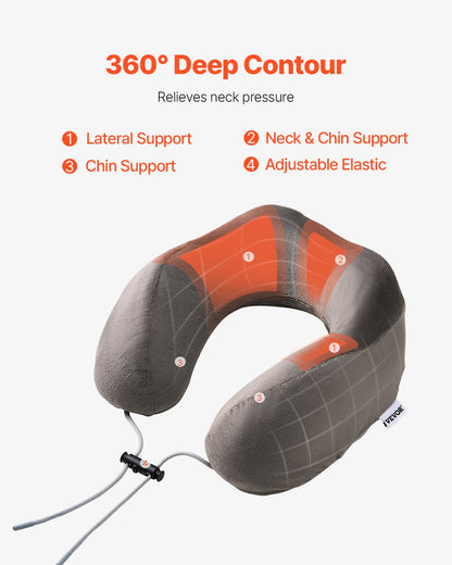 VEVOR Travel Pillow, Neck Pillow for Traveling, Upgraded Bamboo Charcoal Memory Foam Travel Neck Pillow with Eye Mask, Earplugs and Storage Bag, Suitable for Plane Car Home Recliner Use(Dark Gray) - CLTCSLXZJYHM8VYJ8V0 - view 3