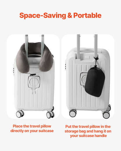 VEVOR Travel Pillow, Neck Pillow for Traveling, Upgraded Bamboo Charcoal Memory Foam Travel Neck Pillow with Eye Mask, Earplugs and Storage Bag, Suitable for Plane Car Home Recliner Use(Dark Gray) - CLTCSLXZJYHM8VYJ8V0 - view 7