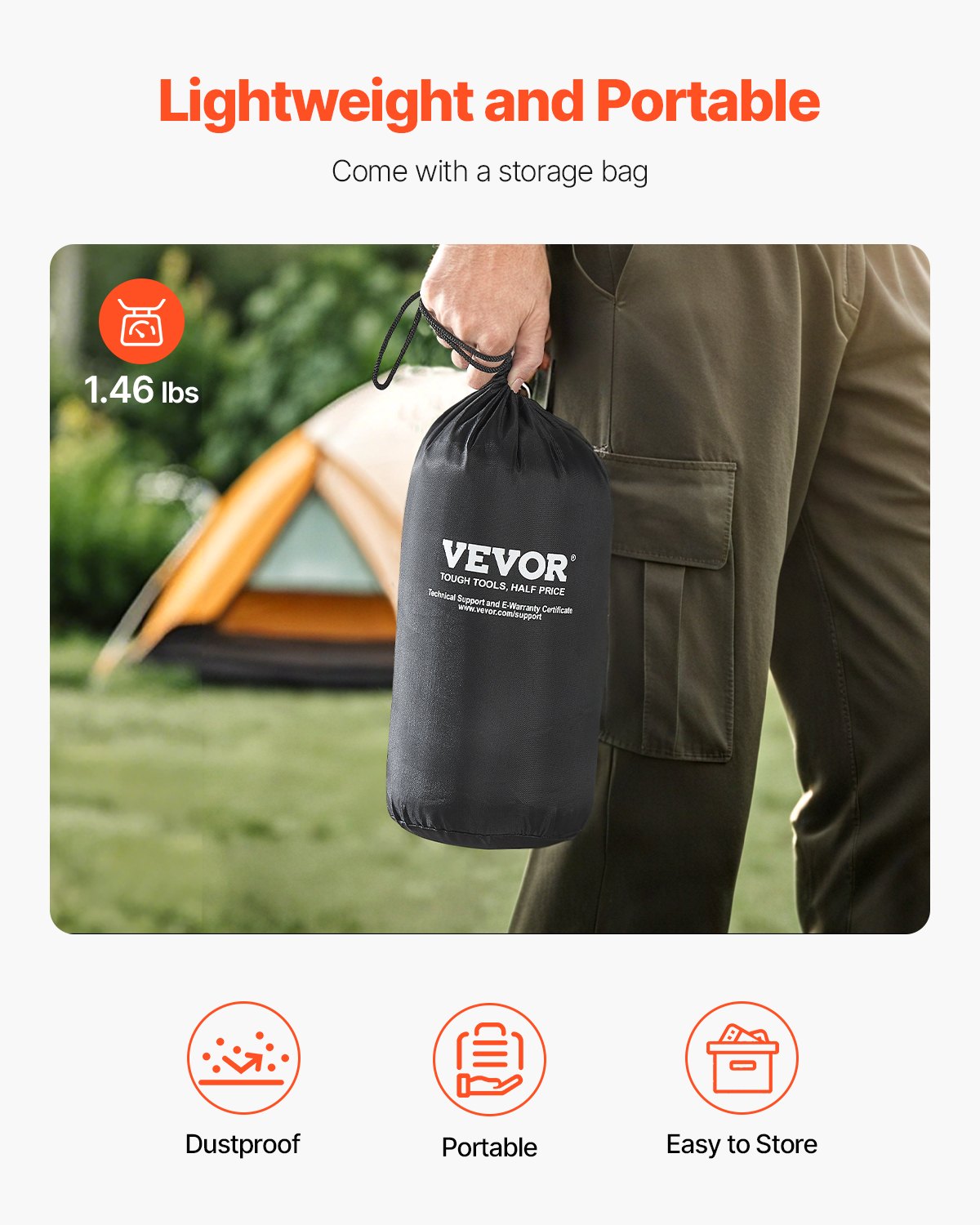 VEVOR Camping Pillow, Memory Foam Travel Pillow with Double-Sided Cover, Portable Backpacking Pillows with Removable & Washable Cover and Storage Bag, Perfect for Camping, Air Travel, Hiking, Office - CLTCSLYZMEDI6FAWHV0 - view 6