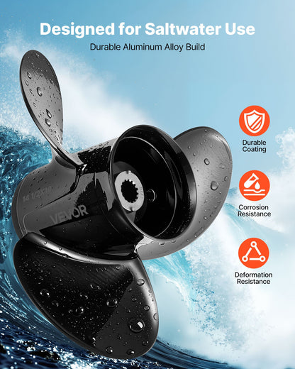VEVOR Outboard Propeller, Upgrade OEM 15 Spline Tooth Aluminum Outboard Boat Propeller Fit Mercury/Mariner Engines 135-300 HP, 4-3/4" Gearcase, 3-Blade, RH (Right Hand Rotation), OEM No. 48-832830A45 - CLXJSXSS13539VKEG001V0 - view 4