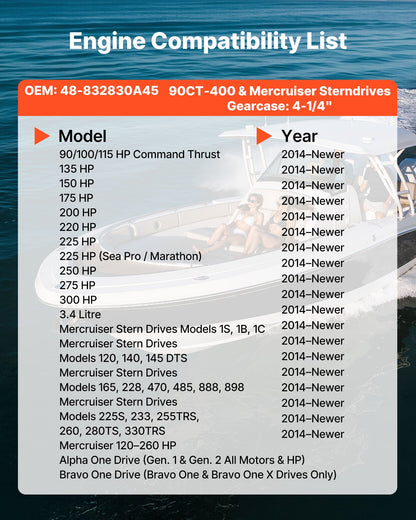 VEVOR Outboard Propeller, Upgrade OEM 15 Spline Tooth Aluminum Outboard Boat Propeller Fit Mercury/Mariner Engines 135-300 HP, 4-3/4" Gearcase, 3-Blade, RH (Right Hand Rotation), OEM No. 48-832830A45 - CLXJSXSS13539VKEG001V0 - view 5