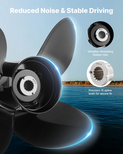 VEVOR Outboard Propeller, Upgrade OEM 15 Spline Tooth Aluminum Outboard Boat Propeller Fit Mercury/Mariner Engines 135-300 HP, 4-3/4" Gearcase, 4-Blade, RH (Right Hand Rotation), OEM No. 48-8M0084495 - CLXJSXSS1353CYEZ9001V0 - view 7
