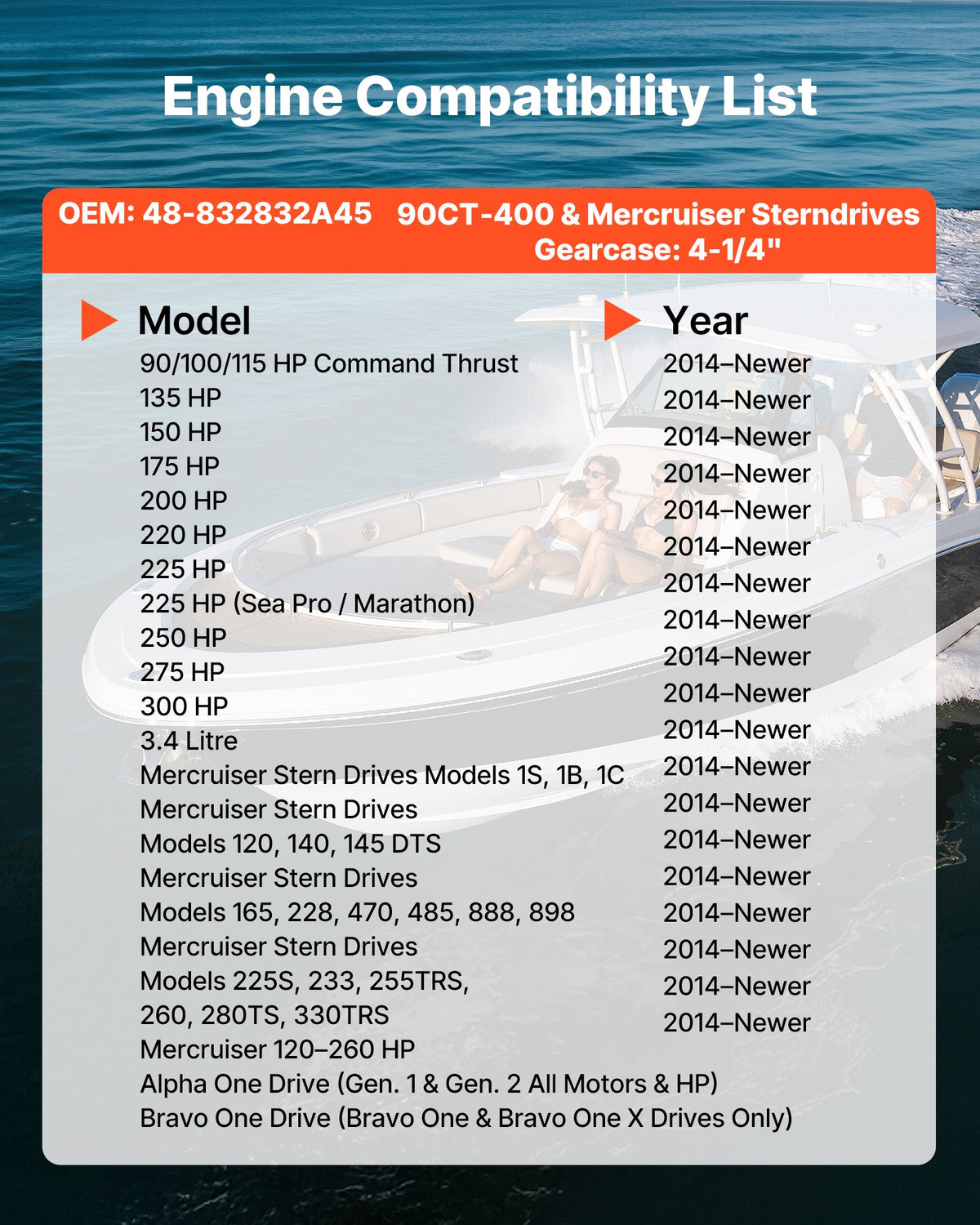VEVOR Outboard Propeller, Upgrade OEM 15 Spline Tooth Aluminum Outboard Boat Propeller Fit Mercury/Mariner Engines 90-400 HP, 4-3/4" Gearcase, 3-Blade, RH (Right Hand Rotation), OEM No. 48-832832A45 - CLXJSXSS9040ZZQC5001V0 - view 5