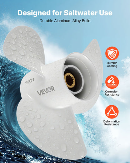 VEVOR Outboard Propeller, Upgrade OEM 15 Spline Tooth Aluminum Outboard Boat Propeller Fit Yamaha Engines 50-130 HP, 4-1/4" Gearcase, 3-Blade, RH (Right Hand Rotation), OEM Parts No. 6E5-45954-00-EL - CLXJYMH6013069FXK001V0 - view 4
