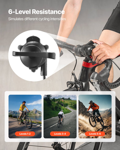VEVOR Bike Trainer, 6 Level Resistance, 26-29 in & 700C Wheels, Foldable Magnetic Bicycle Stationary Stand for Indoor Exercise Riding with Quick Release Skewer & Front Wheel Riser Block for Road Bikes - CLXXLJCLXDSLBYAYD001V0 - view 3