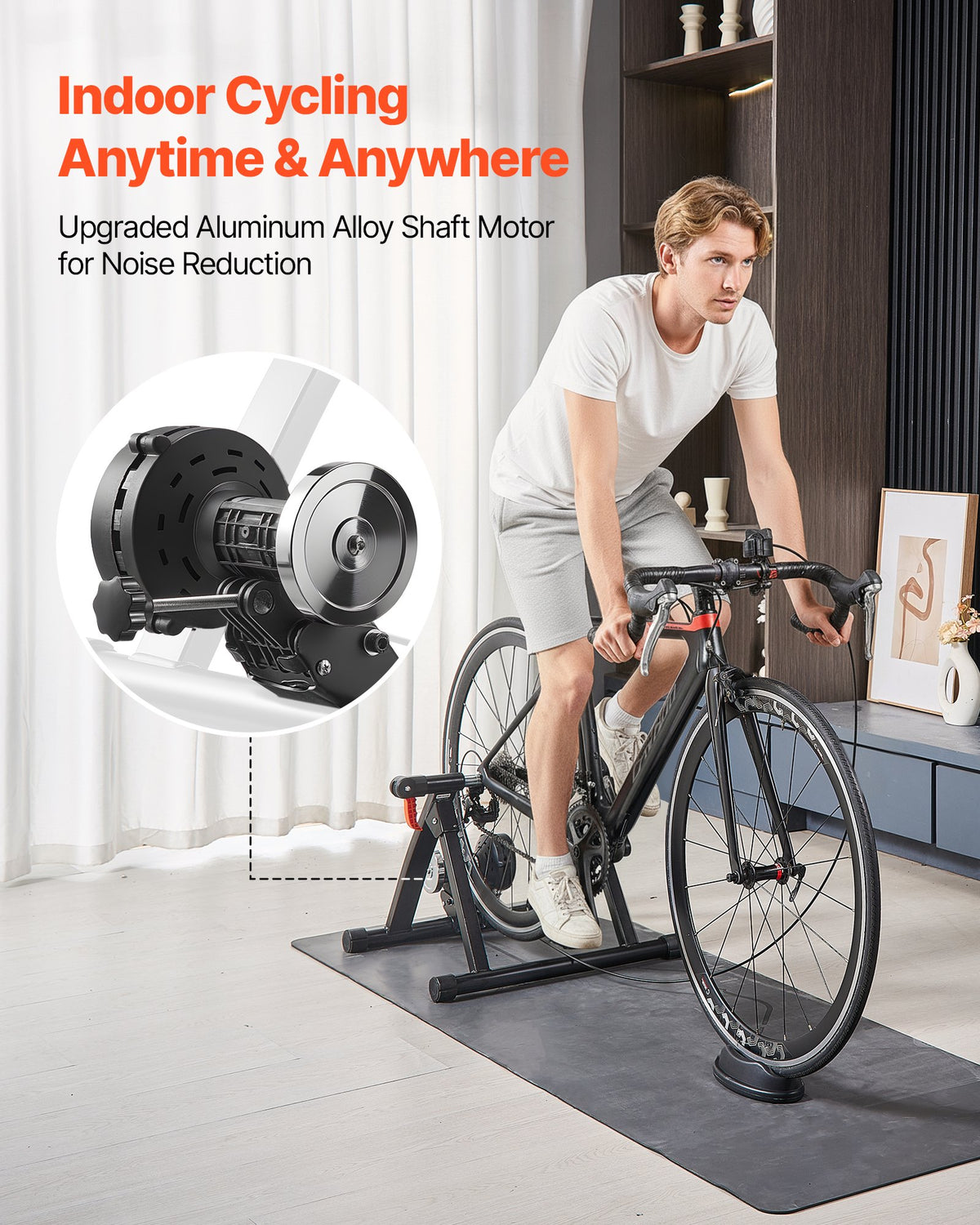 VEVOR Bike Trainer, 6 Level Resistance, 26-29 in & 700C Wheels, Foldable Magnetic Bicycle Stationary Stand for Indoor Exercise Riding with Quick Release Skewer & Front Wheel Riser Block for Road Bikes - CLXXLJCLXDSLBYAYD001V0 - view 4